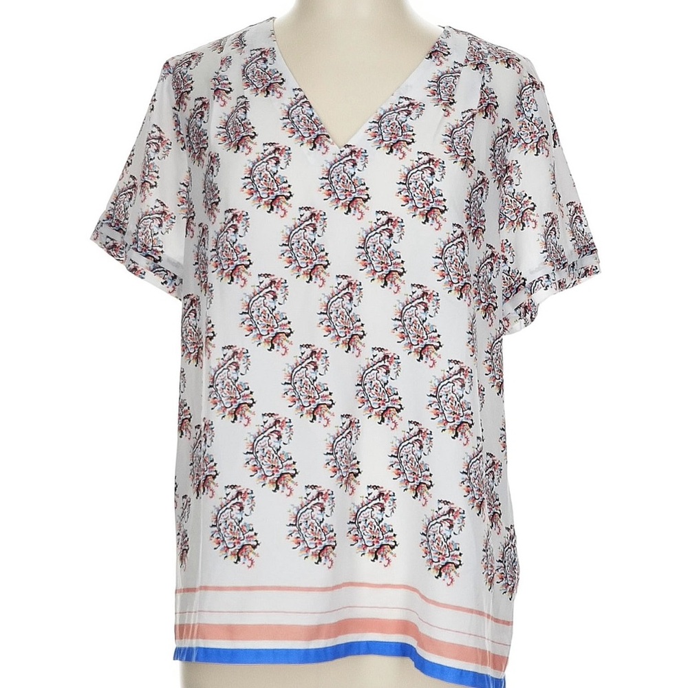 Banana Republic Multicolor Paisley V-Neck Blouse